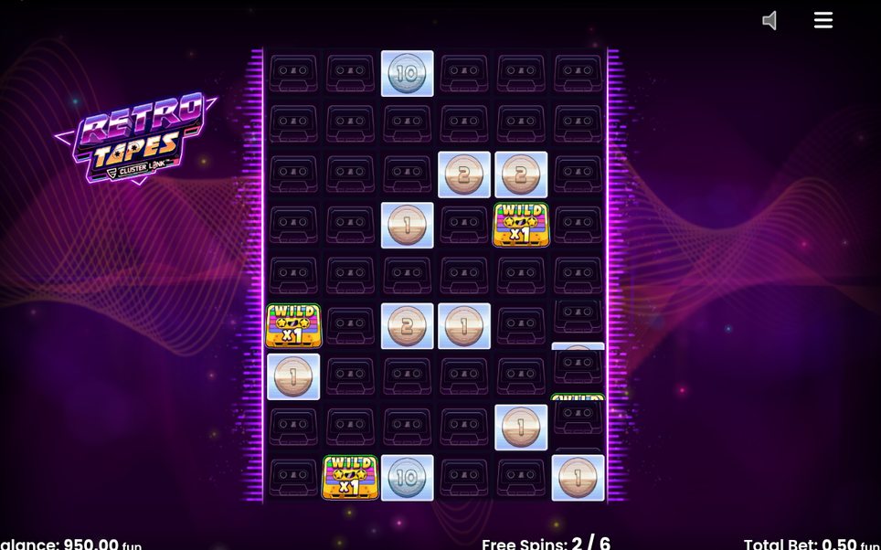 Free Spins-läget i Retro Tapes så som det visas